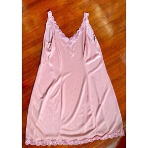 Vintage 70's Blush Pink Margret Daisy Lace Slip Dress Medium Romantic Lingerie